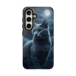 Russian Blue Cat Silver Moonlight Art Tough Phone Case