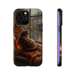 Rainy Window Cat Phone Case, Cozy Painterly Art Cover, Gift