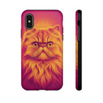 Persian Cat Halftone Dot Portrait Tough Phone Case - Magenta Gold