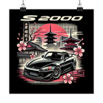 S2000 Poster JDM Black AP2 Roadster Tokyo Temple Cherry Blossom Wall Art