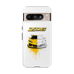 Z06 Corvette Phone Case, Yellow Sketch Reveal Chrome Cover