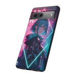 Anime Girl Phone Case Teal, Neon Kanji Calm Gradient Tough Cover