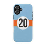 Copy of Blue Orange Number 20 Retro Racing Stripe Tough Phone Case Cover