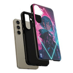 Anime Girl Phone Case Teal, Neon Kanji Calm Gradient Tough Cover