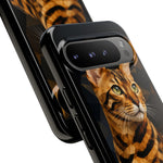 Bengal Cat Geometric Portrait Tough Phone Case - Gold Black Poly