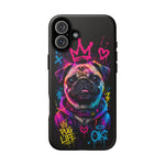 Pug Neon Graffiti Portrait Tough Phone Case - Dripping Paint