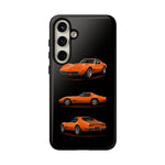 C3 Corvette Art Phone Case Orange, Three-View Vector Cover, Gift
