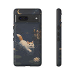 Turkish Van Swimming Cat Tough Case | Whimsical Night Pond, Lily Pads, Ducks