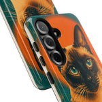 Siamese Cat Retro Halftone Portrait Case - Orange Teal Print