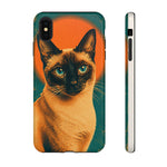 Siamese Cat Retro Halftone Portrait Case - Orange Teal Print