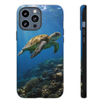 Sea Turtle Reef Phone Case, Coral Ocean Dappled Sunlight Tough Cover