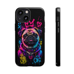 Pug Neon Graffiti Portrait Tough Phone Case - Dripping Paint