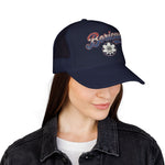 Boricua Hat Vintage Cursive Cap – Maga Flower Badge – Puerto Rico Diaspora Pride Gift