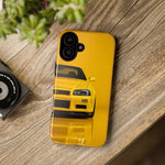 Yellow Skyline Phone Case, R34 GTR 90s JDM Legend Tough Cover for Men Gift