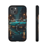 Vintage Teal 1957 Bel Air Classic Car Tough Case | Retro Rainy City Phone Cover