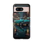 Vintage Teal 1957 Bel Air Classic Car Tough Case | Retro Rainy City Phone Cover