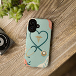 Stethoscope Heart Phone Case, Nurse Icon Teal Cover