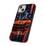 Orange Supra Phone Case, Neon City Night JDM Sports Car Tough Cover