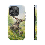Playful Dog in Meadow Great Dane phone case | Puppy Art Tough Cover