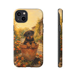 Rottweiler Puppy in Flower Pot Tough Case | Floral Dog Phone Cover