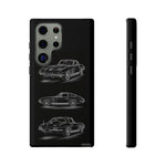C2 Sting Ray Line Art Phone Case, Glowing Silver Three-View