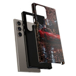 Red FD RX-7 Blossom Alley Tough Phone Case - Rain-Slicked Night