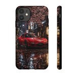 Red FD RX-7 Blossom Alley Tough Phone Case - Rain-Slicked Night