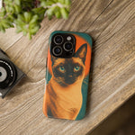Siamese Cat Retro Halftone Portrait Case - Orange Teal Print