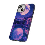 Neon Moonlit Pool Tough Case | Moon Reflection Phone Case, Vaporwave Night Sky