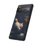 Turkish Van Swimming Cat Tough Case | Whimsical Night Pond, Lily Pads, Ducks