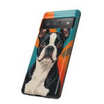 Boston Terrier Pop-Art Portrait Tough Phone Case - Teal Orange