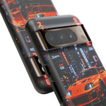 Orange Supra Phone Case, Neon City Night JDM Sports Car Tough Cover
