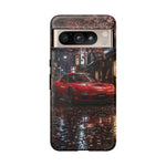 Red FD RX-7 Blossom Alley Tough Phone Case - Rain-Slicked Night