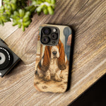 Guilty Basset Hound Phone Case, Muddy Watercolor Art Cover