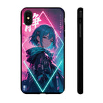 Anime Girl Phone Case Teal, Neon Kanji Calm Gradient Tough Cover