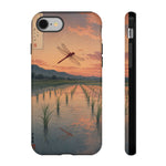 Red Dragonfly Rice Paddy Sunset Phone Case Tough Case