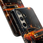 Orange Cuda Phone Case, Rainy City Night Muscle Car Tough Cover