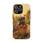 Rottweiler Puppy in Flower Pot Tough Case | Floral Dog Phone Cover