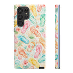 Watercolor Flip Flops pattern Tough Case | Beach Shells Phone Cover