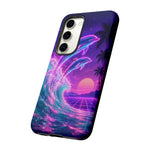 Neon Dolphin Ocean Vaporwave Art Tough Phone Case