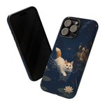 Turkish Van Swimming Cat Tough Case | Whimsical Night Pond, Lily Pads, Ducks