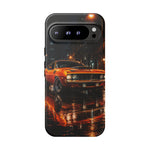 Orange Cuda Phone Case, Rainy City Night Muscle Car Tough Cover