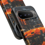 Orange Daytona Phone Case, Rainy City Night Muscle Car Tough Cover