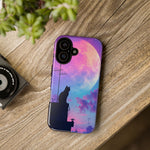 Silhouette Cat Moon Phone Case | Purple Pink Sky Vaporwave Cover
