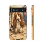 Guilty Basset Hound Phone Case, Muddy Watercolor Art Cover