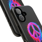 Glitch Peace Sign Phone Case, RGB Melt Digital Art Tough Cover, Gift