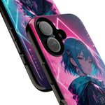 Anime Girl Phone Case Teal, Neon Kanji Calm Gradient Tough Cover