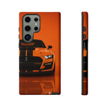 Orange Mustang Art Phone Case, GT500 American Muscle Car Tough Cover for Male
