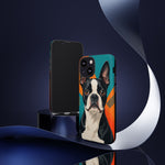 Boston Terrier Pop-Art Portrait Tough Phone Case - Teal Orange