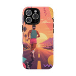 Retro Runner Sunset phone case | 80s Vaporwave jogging design